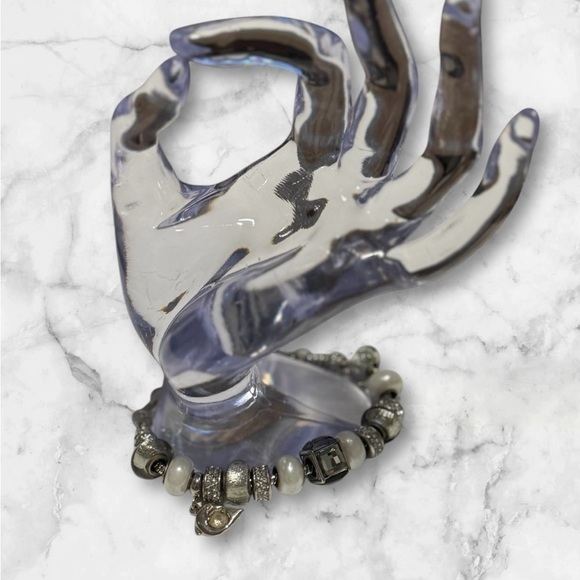 💎💟Vintage Silver Charm Bracelet with Pearls - Picture 4 of 10